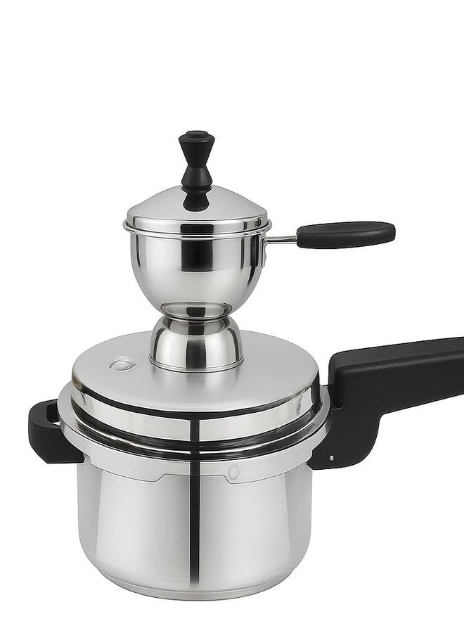 Expresso Chiratta Puttu Maker with Handle | Stainless Steel Puttu Kutti for Cooker Use | Traditional Chiratta Puttumakker with Steamer | Puttu Kudam Kolal Kozha Maker for Home Use - Silver - Image 3